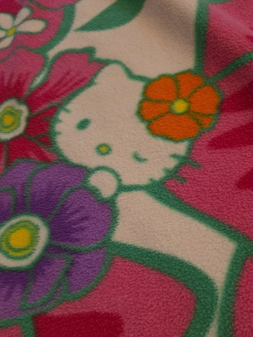 Helly Kitty Sanrio 2012 Pink Orange Purple Floral Plush Blanket Throw 45x38
